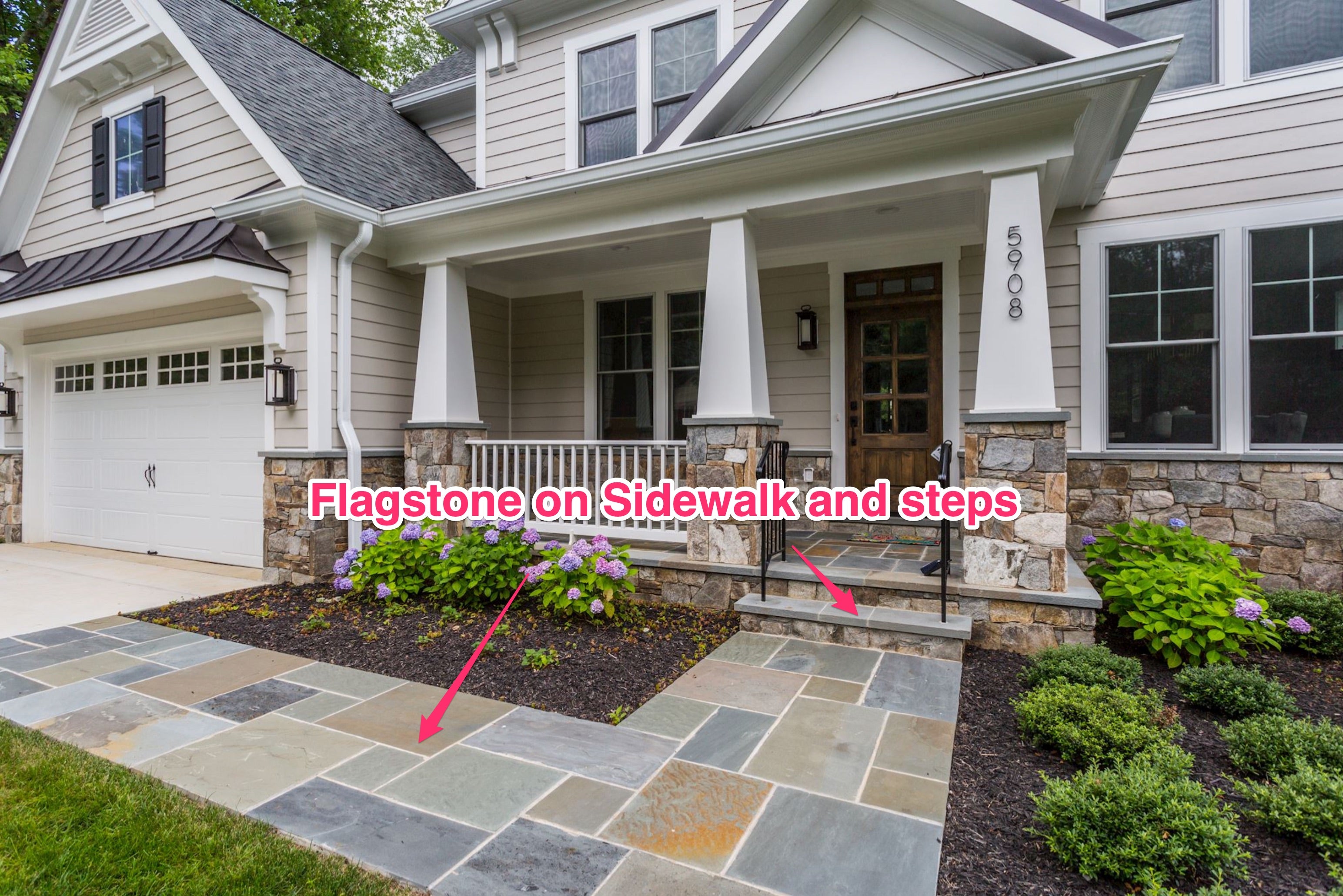 Flagstone on sidewalk